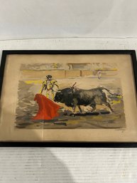 Lot 29- Signed And Numbered 466-500 Bullfight Watercolor Print