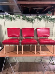 Lot 42- Three Mid-century, Viking, Artline, Red Vinyl Chairs