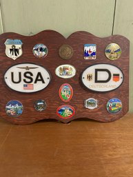 Lot 47- Framed Collection Of Decorative Plaques Featuring German And United States
