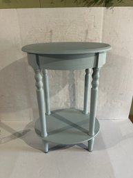 Lot 118- Oval Wooden Accent Table In Blue Paint