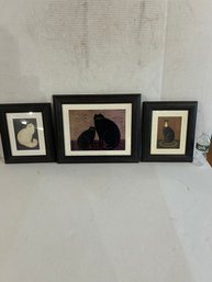 Lot 129- 3 Framed Warren Kimble Cat Prints