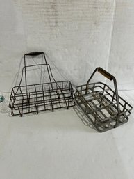 Lot 144- Two Metal Antique Milk Bottle Carriers