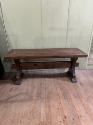 Lot 159- Antique Rustic Country Dark Wood Finish Bench