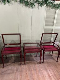 Lot 161- Three Queen Anne Style Cherry Wood Glass Display End Tables