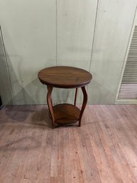 Lot 162- Round Wooden Accent Table With Curved Legs
