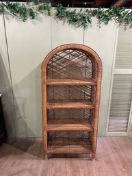 Lot 164- Wicker Arch Shelving Unit. 60h, 28w, 12d