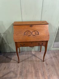 Lot 166- Antique Larkin Oak Drop-front Secretary Desk (missing Mirror Or Backsplash)