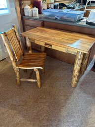 Lot 88- Nice Wooden Desk And Chair 48l, 24w, 30h