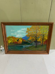 Lot 186- Well Done Fall Scene Oil On Canvas Signed E. E. Hill 34x24