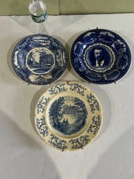 Lot 207- Mount Vernon, Theodore Roosevelt And Merchants Row, Rutland VT Blue Ware Plates