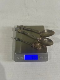 Lot 216- Three Sterling Silver Souvenir Spoons 38.8 Grams