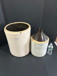 Lot 246- Pair Of Crocks. 3 Gallon Jug And 8 Gallon Crock