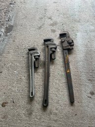 Lot 266- Three Heavy Duty Straight Pipe Wrenches