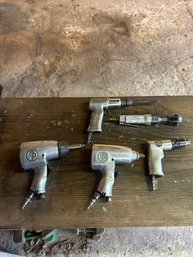Lot 268- Five Assorted Air Tools. Brands Include Chicago Pneumatic, Impact Wrenches, And Snap-on Air Hammer