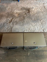 Lot 291- Pair Of Metal Lock Boxes With Key
