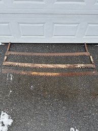 Lot 295- Two Cross Cut Saws And A Blade Missing Handles To A Cross Cut Saw