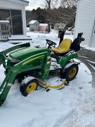Lot 305- John Deere 2305 HST Tractor With Bucket, Forks, Mower Deck, And Balance Box