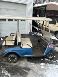 Lot 311- Blue Gas Powered Golf Cart. Starts But Does Not Stay Running