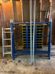 Lot 313- Staging. Four Pieces With Cross Bar And Additional Ladder Staging