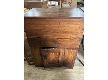 Primitive Cupboard With Lift Top, Drawer And Door