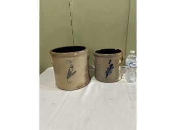 2 Gallon Burlington  VT Woodworth And A 1 Gallon Crock