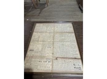 Framed Burlington, Vermont, Burlington Daily News Dated August 13, 1896. Double Sided