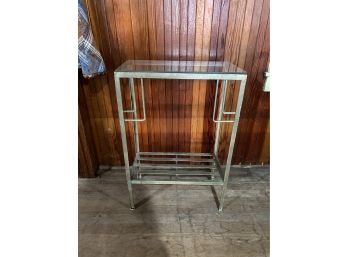 Metal Stand 30H, 20 1/2L, 10 1/2W With Glass Top