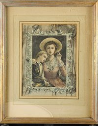 Antique Colored Engraving R. Taylor / M. Walker - Two Women