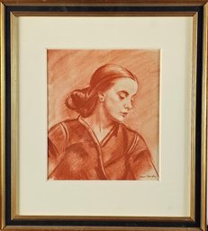 Eugene Speicher Conte On Paper - Female Portrait