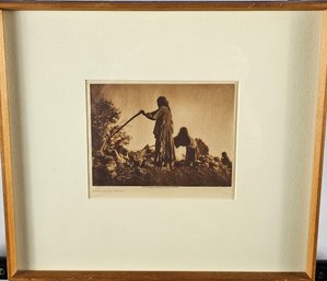 Vintage Edward S. Curtis Photo Print - Filling The Pit - Apache