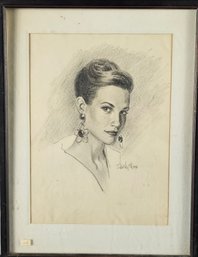 Signed Shirley Marx Drawing - Female Portrait