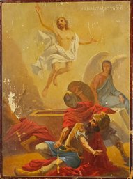 Vintage Painting On Wood 1927 - Resurrection Of Christ