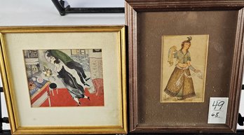 Pair Of Vintage Prints - Female And Couple In Love