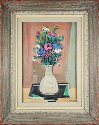 Signed Miron Sokole Oil Painting On Masonite - Black Table