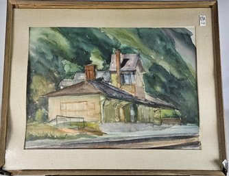 Illegible Signature Watercolor - House