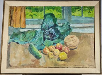 Signed K. Sluizer Oil On Canvas - Still Life Fruit / Vegetables