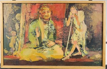 Signed Bobby Blitzer Oil On Wood - The Worried Pilgrim