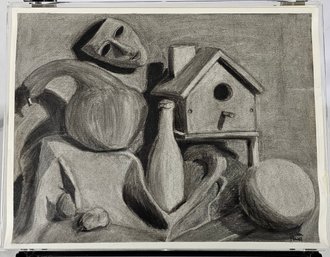 Signed Chelsea Powell Charcoal On Woven Paper - Still Life