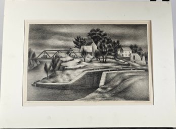 Unframed Signed Albert Heckman Lithograph - Old Look At Eddyville
