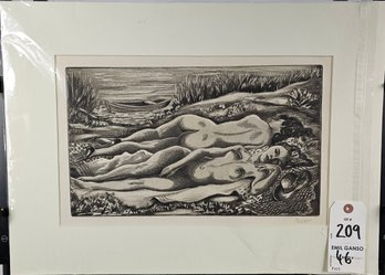 Unframed Signed Emil Ganso Etching - Sunbath