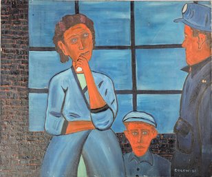 Signed Colow 1952 Oil On Canvas - Woman With Child