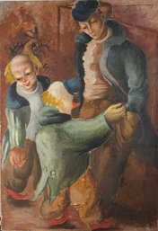 Unsigned Oil On Canvas - Clown Art