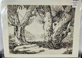 Unframed Signed Walter R. Locke Etching - Along The Beaverkill, Ny