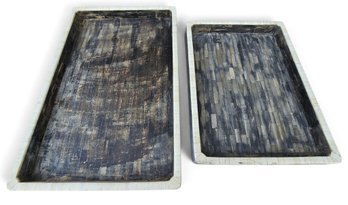Pair Of Bovine Trim Serving Trays