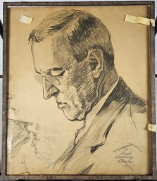 Signed Joseph Cummings Chase 1918 Charcoal Drawing - Male Side Profile