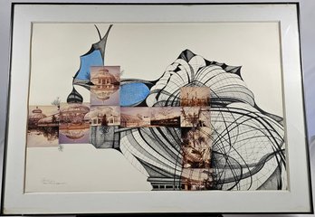 Signed 1981 Mixed Medium Collage - The Bronx Botanical Gardens
