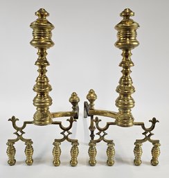 Pair Of 18th Century Edward Smylie Brass Beehive Andirons