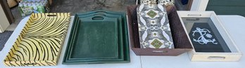 Group Of Decorative Wood / Painted Serving Trays