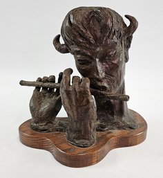 Signed Jack 'illegible' 1978 Mythological Pan/Faun Solid Bronze Statue