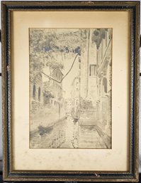 Signed E.H. Denby Watercolor - Venice Canal